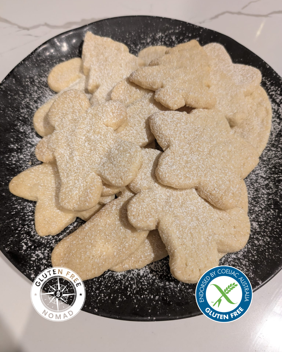 Gluten free Christmas shortbread made with 1:1 gluten free flour