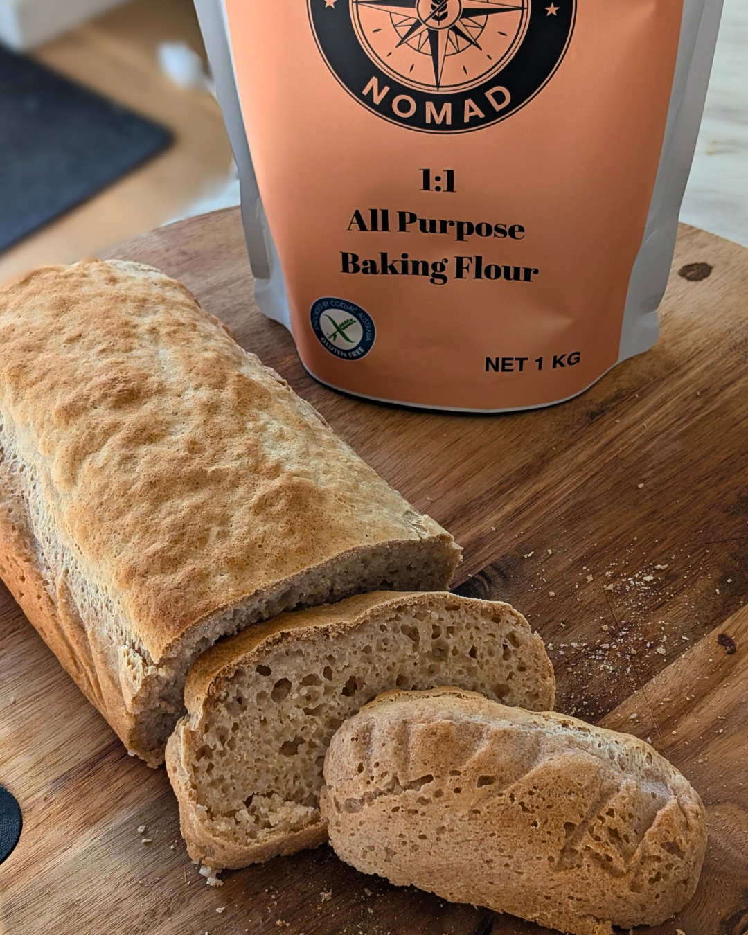 Fresh homemade gluten free bread made with Gluten Free Nomad flour